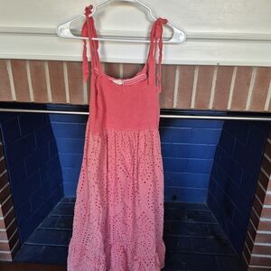 Coral Pink Tie-Strap Maxi Dress